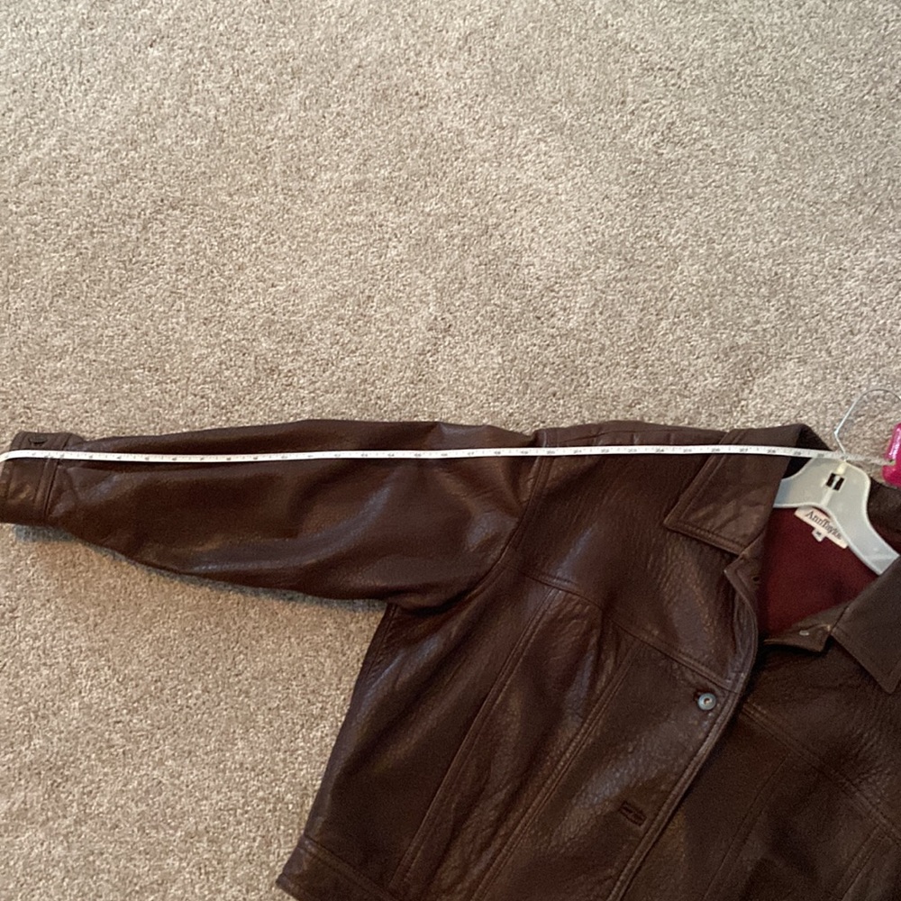 Ann Taylor leather bomber trucker jacket, vintage - Picture 10 of 13